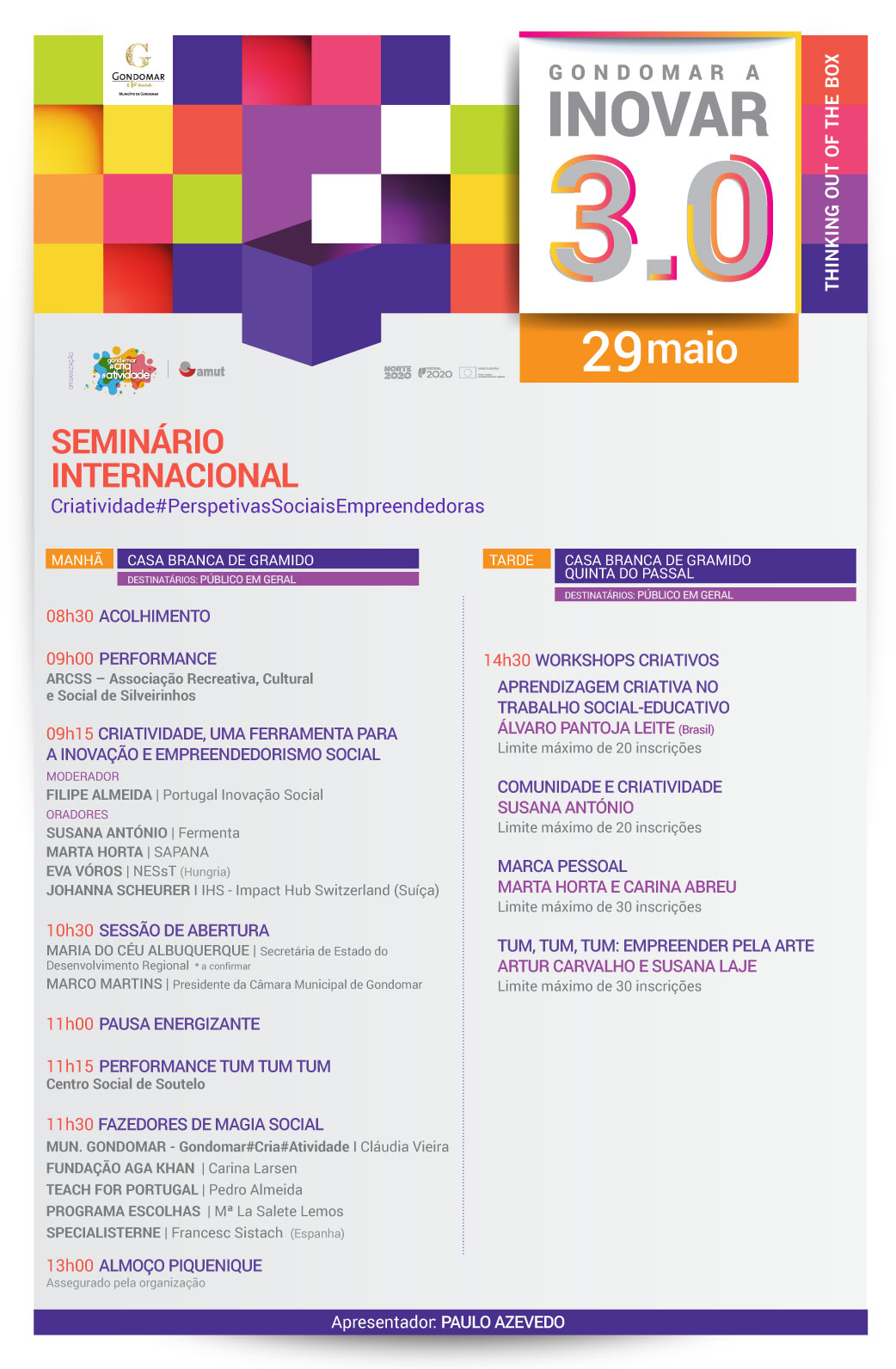 Gondomar a Inovar 3.0 programa do dia 29 de maio 2019